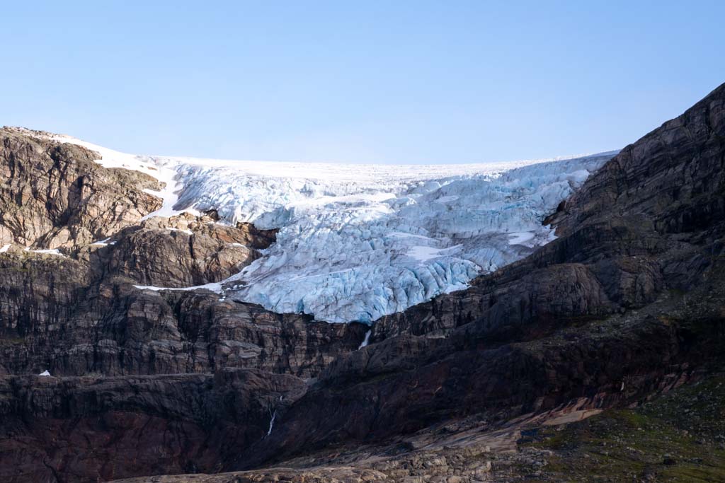 Hardangerjøkulen på Hardangervidda sett fra området ved Finse.