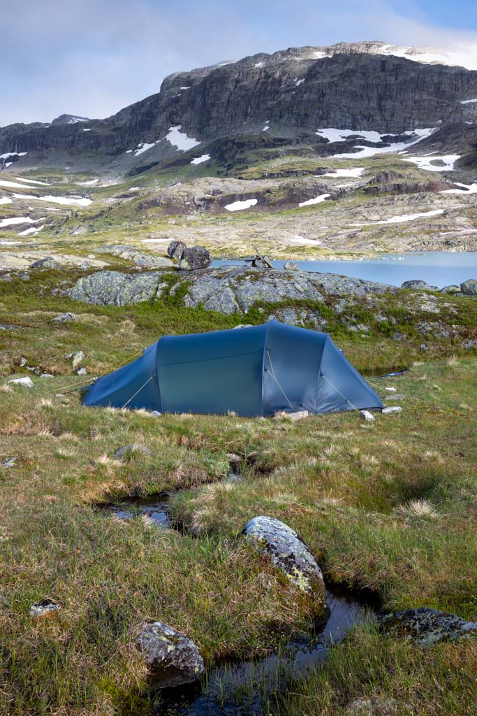 Telt ved Hardangerjøkulen på Hardangervidda.